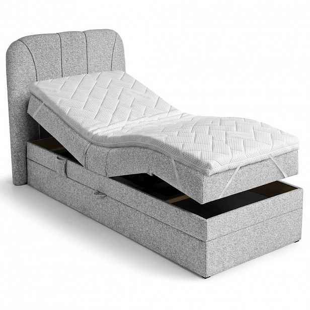 Beautysofa BOXSPRINGOVÁ POSTEL Romeo, jednolůžko s elektrickým polohováním matrace, 90x200 cm, světle šedá