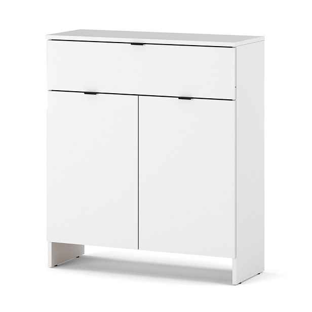 Bílá Komoda Se Zásuvkou 80 CM 2 Dvířka Moderní Skříňka Do Obývacího Pokoje Ložnice