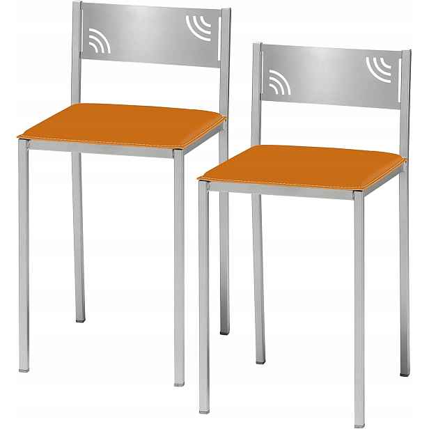 Kuchyňská křesla Astimesa oranžová, stříbrná, 45 cm, umělá kůže