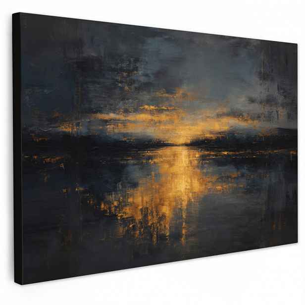 MuchoWow OBRAZ NA PLÁTNĚ Zlatý odraz na vodě 30x20 cm