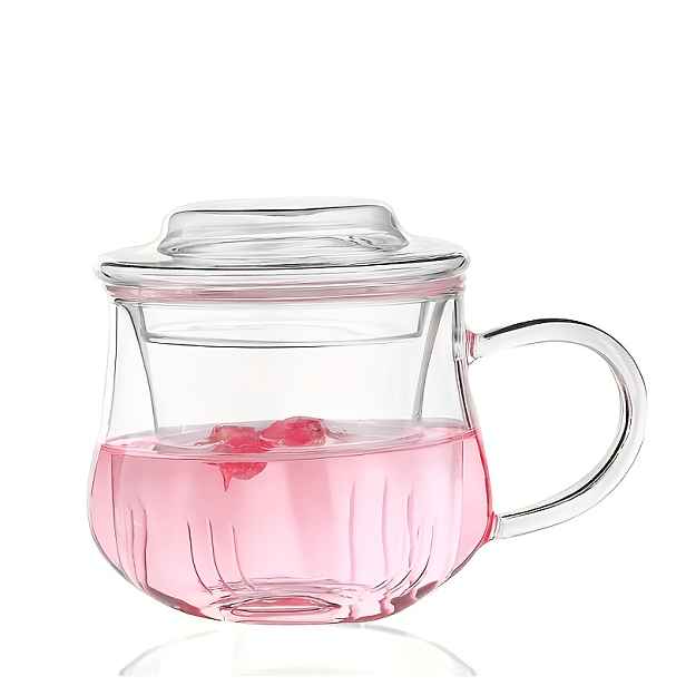 TEMU 1 ks skleněné čajové šálky o objemu 350 ml / 11,83 oz s infuzérem a víčkem, vyrobené z vysoce borosilikátového skla, vhodné pro volný lístkový