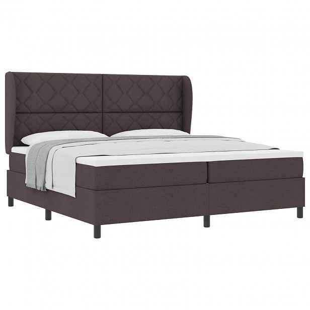vidaXL Postel s boxspringem s čelo Tmavě hnědá 200 x 200 cm textil