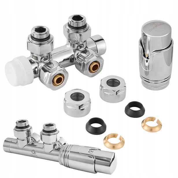 Termostatická Sada Pro Radiátor 1/2" Kombinovaný Úhlový Chrom DN15