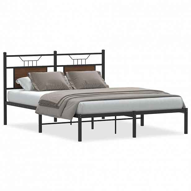 vidaXL Rám postele bez matrace hnědý dub 140 x 200 cm kompozitní dřevo
