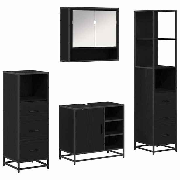 vidaXL Sada koupelnového nábytku 4 ks Černý dub 65 x 33 x 60 cm