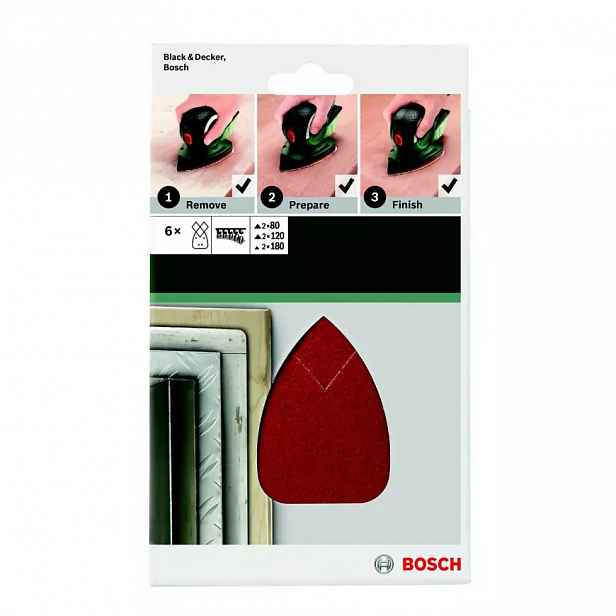 Brusný papír Ř95x135 Mm, 2x G80/ 2x G120/ 2x G180, 4 Děr