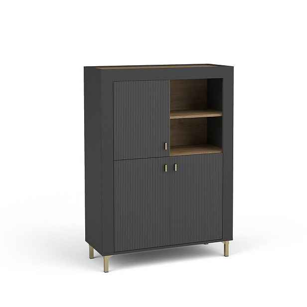 MASSENO KOMODA ZELOS, 96,9/138,8/40 cm se 3 dvířky, černá