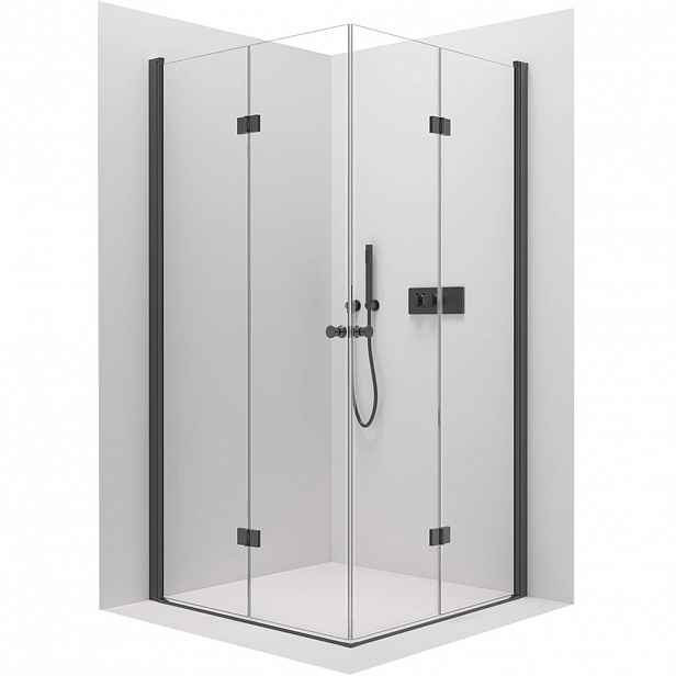 Sprchový kout Volpe Duo L/P - 6 mm - černá matná, transparentní sklo - 120x100x190 cm - zalamovací