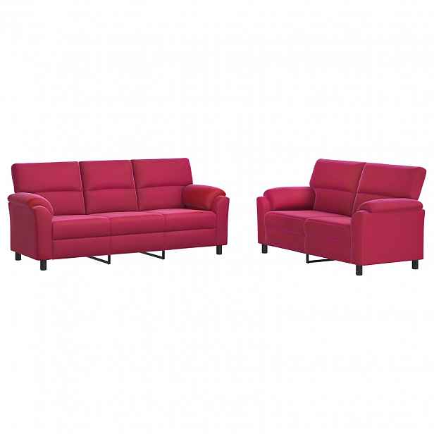 vidaXL Set pohovek 2 pcs Víno Červené Samet