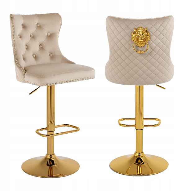 Barová Židle barový, do kuchyně, obývacího pokoje, elegantní Crystal Velvet Béžový Gl