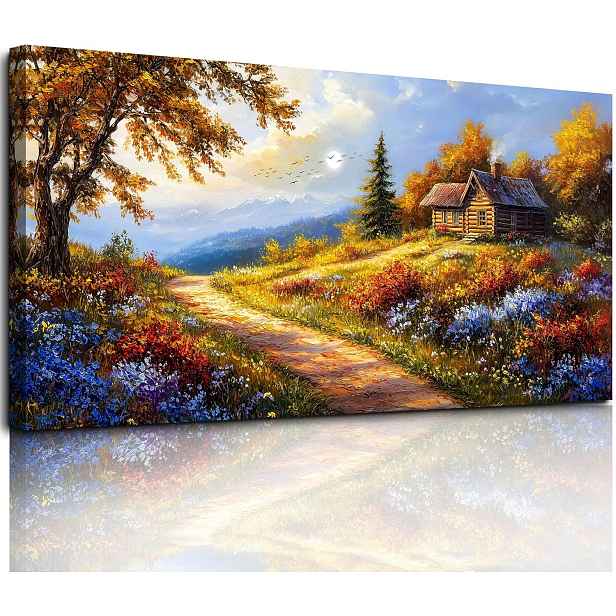 obraz na plátně Velké květy pivoňky a motýlů Barevná dekorace 50x100 cm