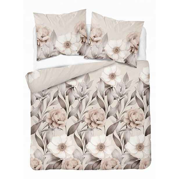 Povlečení 220x200, stínované květy v béžových odstínech, Home Satin