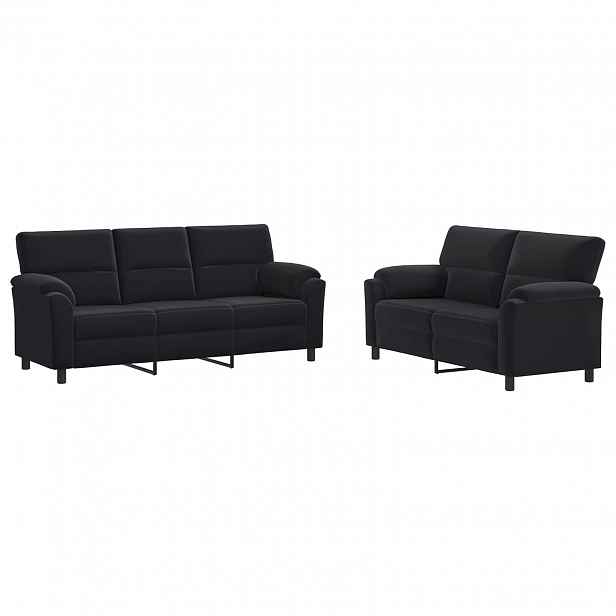 vidaXL Set pohovek 2 pcs Černá Samet