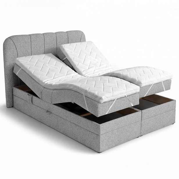 Beautysofa BOXSPRINGOVÁ POSTEL Romeo s elektrickým polohováním matrace, 180x200 cm, šedá