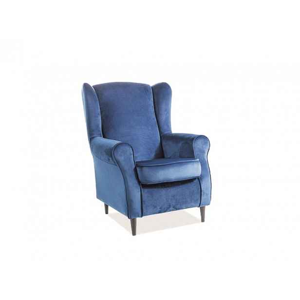 Modré relaxační  křeslo BARON VELVET