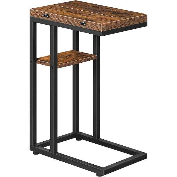 Rozkládací odkládací stolek Vasagle Bromy 26/52 cm hnědý/černý