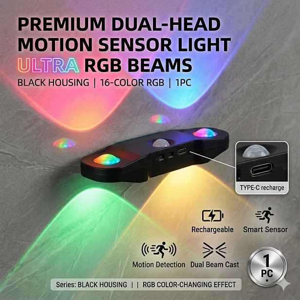 TEMU Kreativní nástěnné svítidlo s kočičími očima a duálním očním designem, měnící barvy RGB – Inteligentní senzor se automaticky zapne, když se lidé