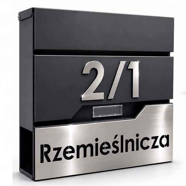 Velká Poštovní Schránka S Adresou (nerezová ocel) Antracit s okénkem