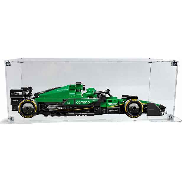 Vitrína s podstavcem Drewlandia pro stavebnici Lego 77245 Formule F1 Aston Martin