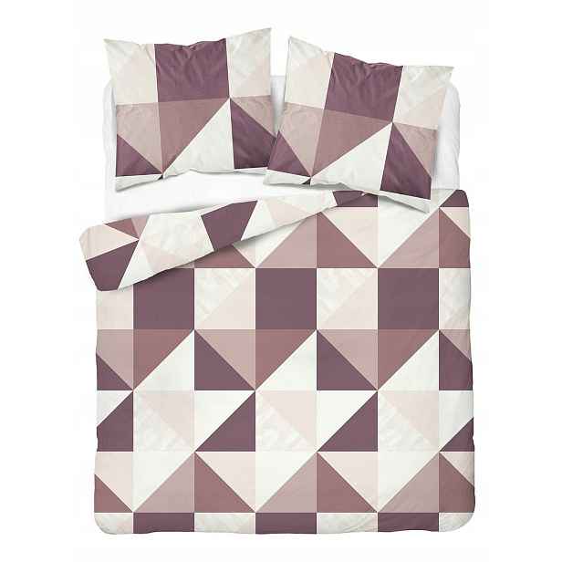 Povlečení saténové 160x200 bílá fialová s geometrickým vzorem Home Satin