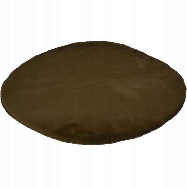 Koberec Kulatý, Měkký, Z Umělé Kožešiny, Tmavě Zelený, Průměr 80 CM
