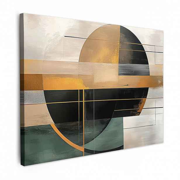 MuchoWow OBRAZ NA PLÁTNĚ Abstraktní - Zlato - Bronz - Zelená - Tvary - Moderní 40x30 cm