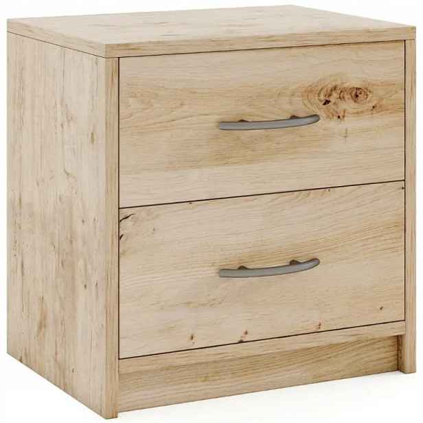Noční stolek se 2 zásuvkami HU10888OK, 38,5 x 28 x 39 cm, dub
