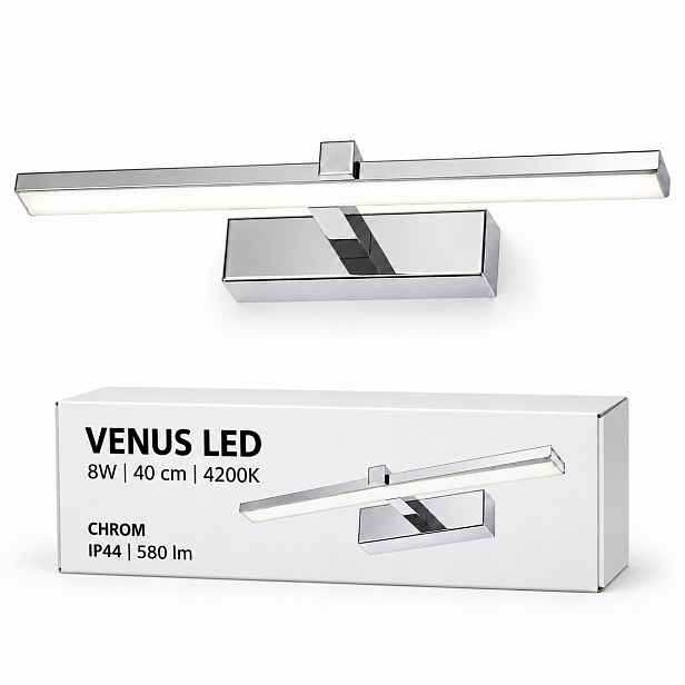Venus 40 cm chromová Led koupelnová lampa 8 W nad zrcadlo 4200K IP44 580lm