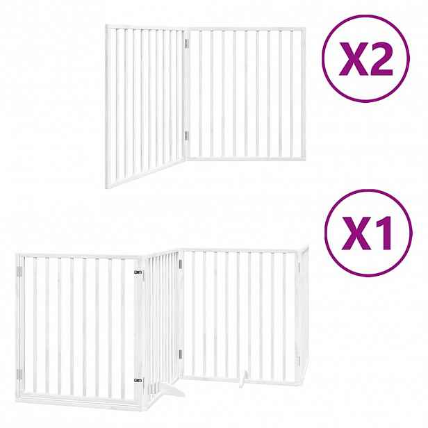 vidaXL Zábrana pro psy s dvířky skládací 8 panelů bílá 640 cm topol