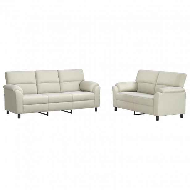 vidaXL Set pohovek 2 pcs Krémová Samet