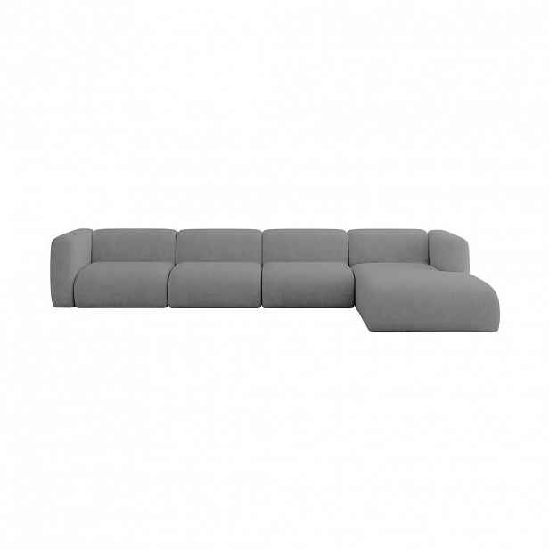 ALTDECOR ROHOVÁ SEDAČKA S PRAVOU OTOMANOU MIRA-L3 409x179x70 Šedá Velur