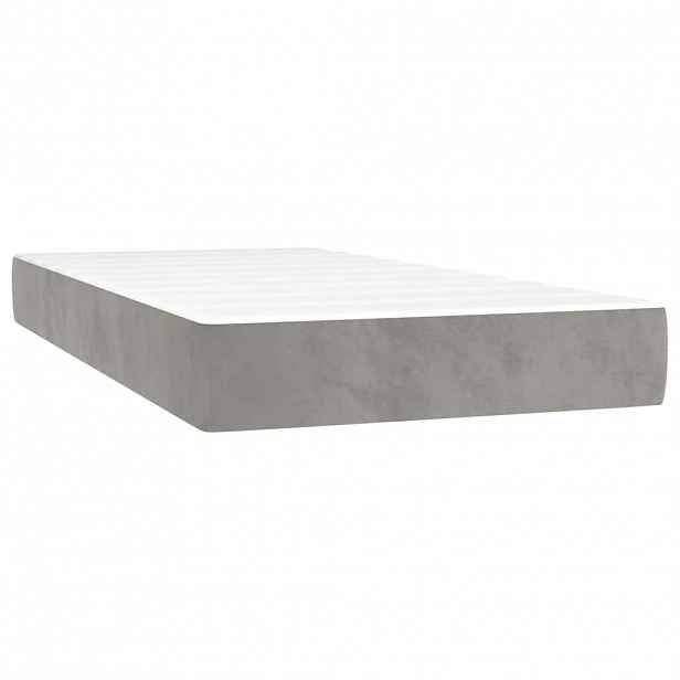 vidaXL Taštičková matrace střední tvrdost světle šedá 100 x 220 x 20 cm samet