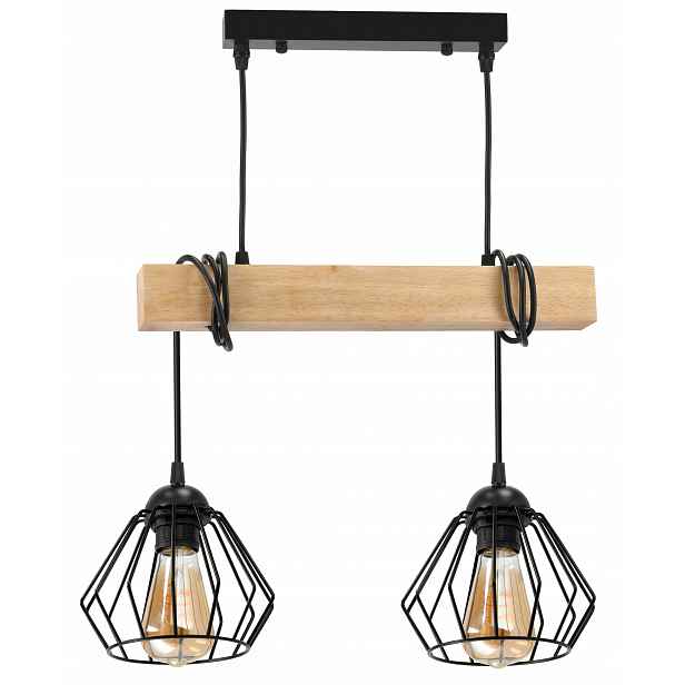 Závěsné Stropní Svítidlo Led Dřevěný nosník 2x E27 Lustr Loft Brilant