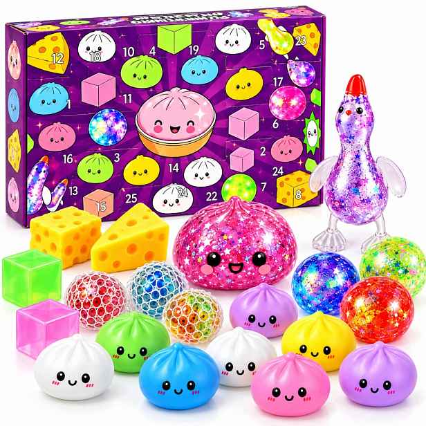 Adventní kalendář Mačkací Hračky Squishy 24denní sada Dárek k Vánocům