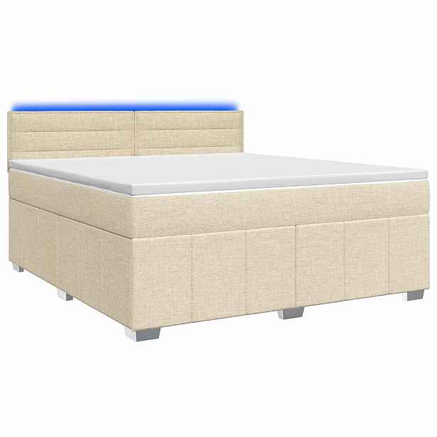 vidaXL Postel boxspring s matrací s čelo Krémová 140 x 200 cm Textil