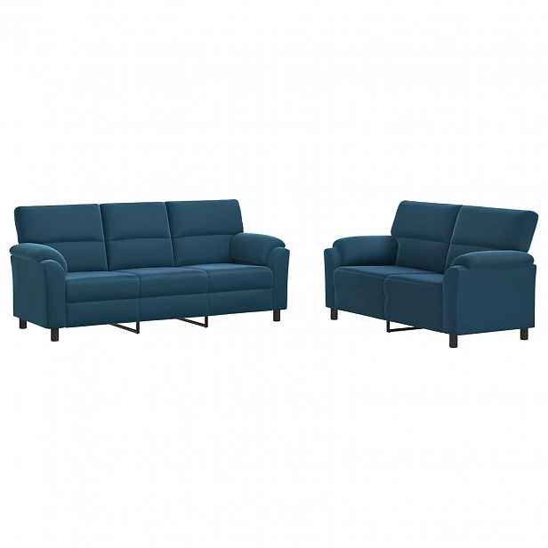 vidaXL Set pohovek 2 pcs Modrá Samet