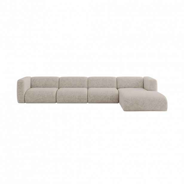 ALTDECOR ROHOVÁ SEDAČKA S PRAVOU OTOMANOU MIRA-L3 409x179x70 Béžová Velur