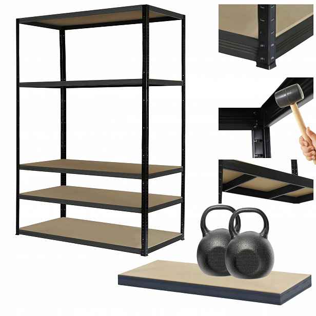 Kovový regál Black Premium stojan Helios 180x120x60 cm 5Px275 kg Trvanlivý