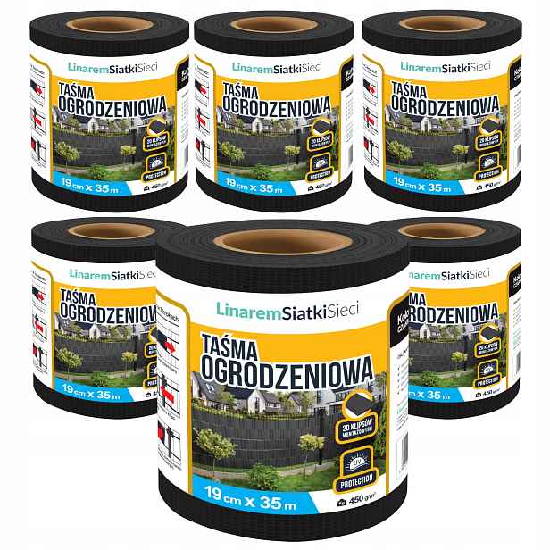 Stínící Panelové Pásy Černá 19 cm x 35 m, Kryt Na Oplocení Uv Set 6 ks