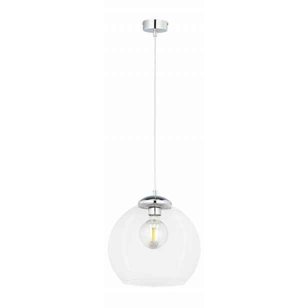 Závěsná lampa Asti Stříbrná Transparentní Skleněná Stínidlo 1xE27 29 cm Stropní