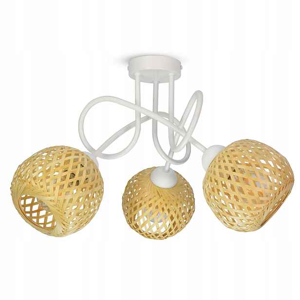 Závěsné Stropní Svítidlo Bambusová pletená Boho přírodní 583-PE3 Led bílá