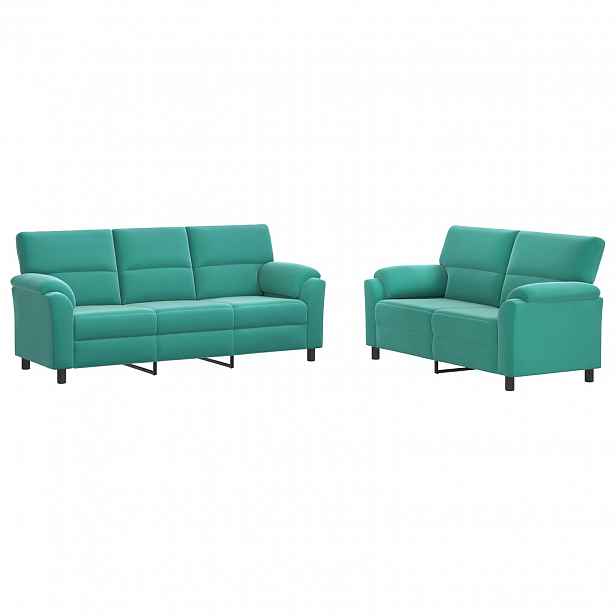 vidaXL Set pohovek 2 pcs Tyrkysová Samet