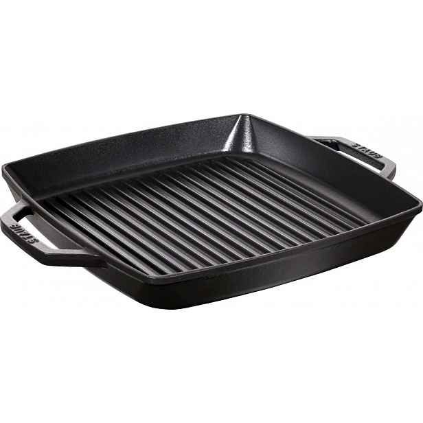 Litinový gril Staub, čtvercový, 28 cm, černá