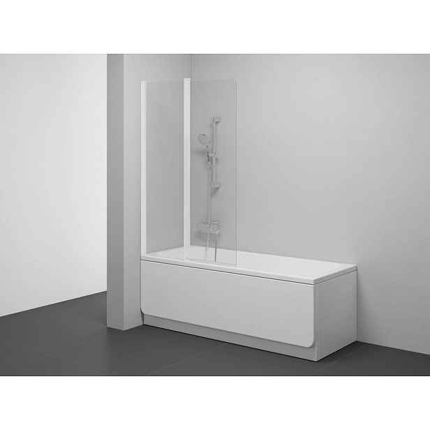 Ravak Chrome - Vanová zástěna CVS2-100 L, dvoudílná, 100x150 cm, matná bílá/čiré sklo 7QLA0E00Z1