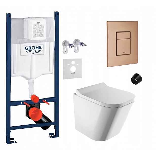 Wc sada Grohe Rapid s mísou Fontana, tlačítko, kartáčovaná měď