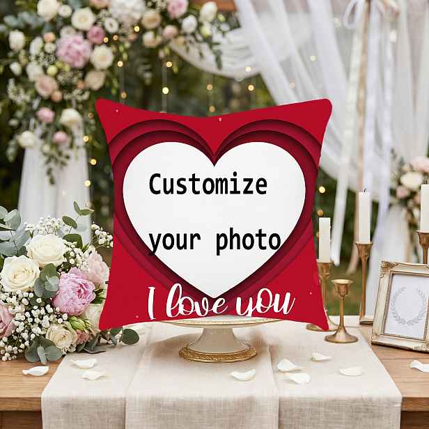 TEMU 1ks Přizpůsobitelný polštář s fotografií ve tvaru srdce, Personalizovaná svatební dekorace, Vlastní návrh pro vaši sezónu promocí, výročí,