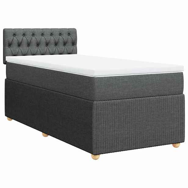 vidaXL Box spring postel s matrací tmavě šedá 80 x 200 cm textil