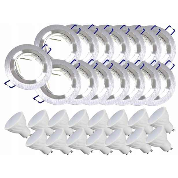 15x Hliníková Lampička Inox Ocel Kartáčovaná Led Žárovky 10W