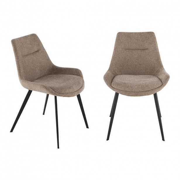 Signature SADA 2 židlí z látky v taupe barvě, šířka 62 cm - COLOMBE