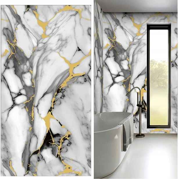 20* Samolepicí Panel Lesklý Mramor Pvc Nástěnné Panely Laminát 30 CM X 60 CM